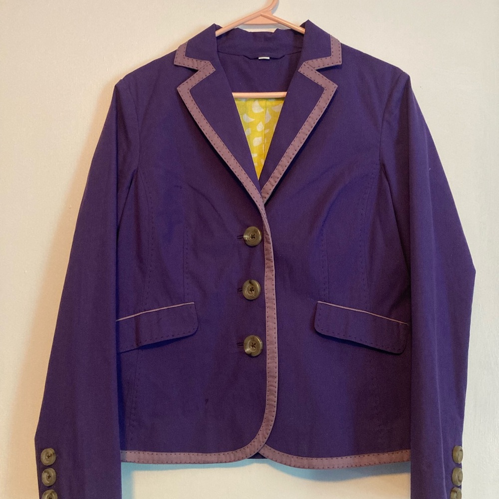 Boden Purple Blazer with Lavender Trim